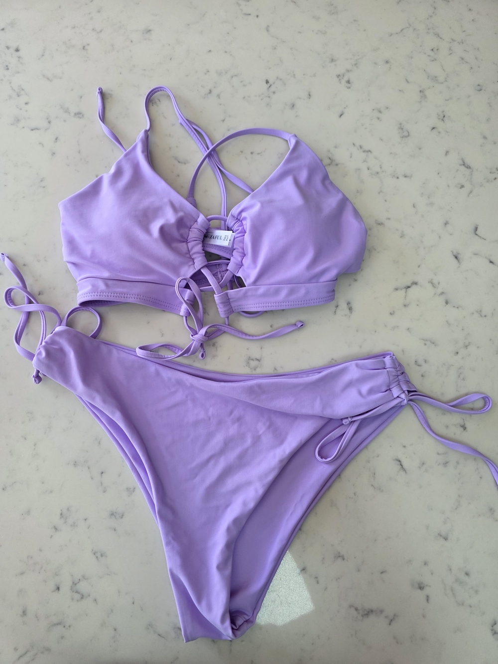 Women's Lilac Tie-Front Bikini 2-Piece Swim Set
